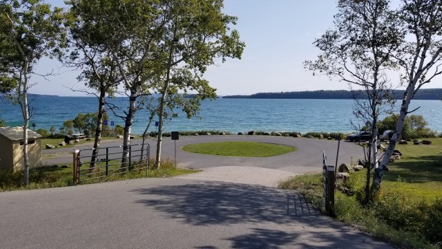 roadside rest area near rossport ontario, teardrop trailer parked