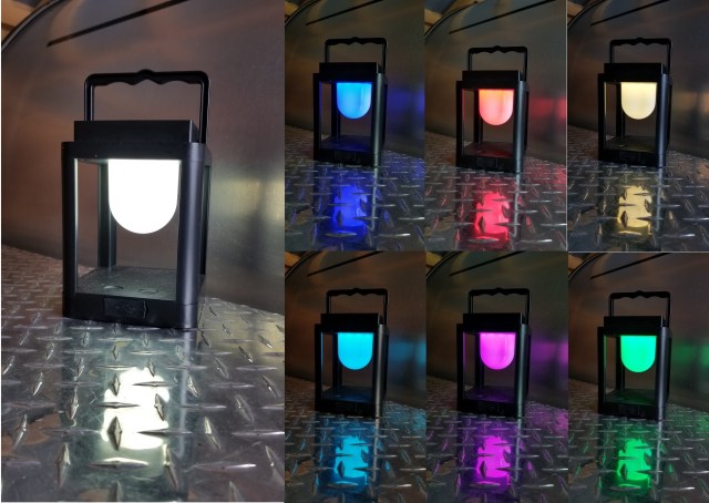 camping lantern showing different light colours