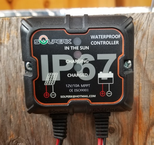 close-up of small MPPT charge controller